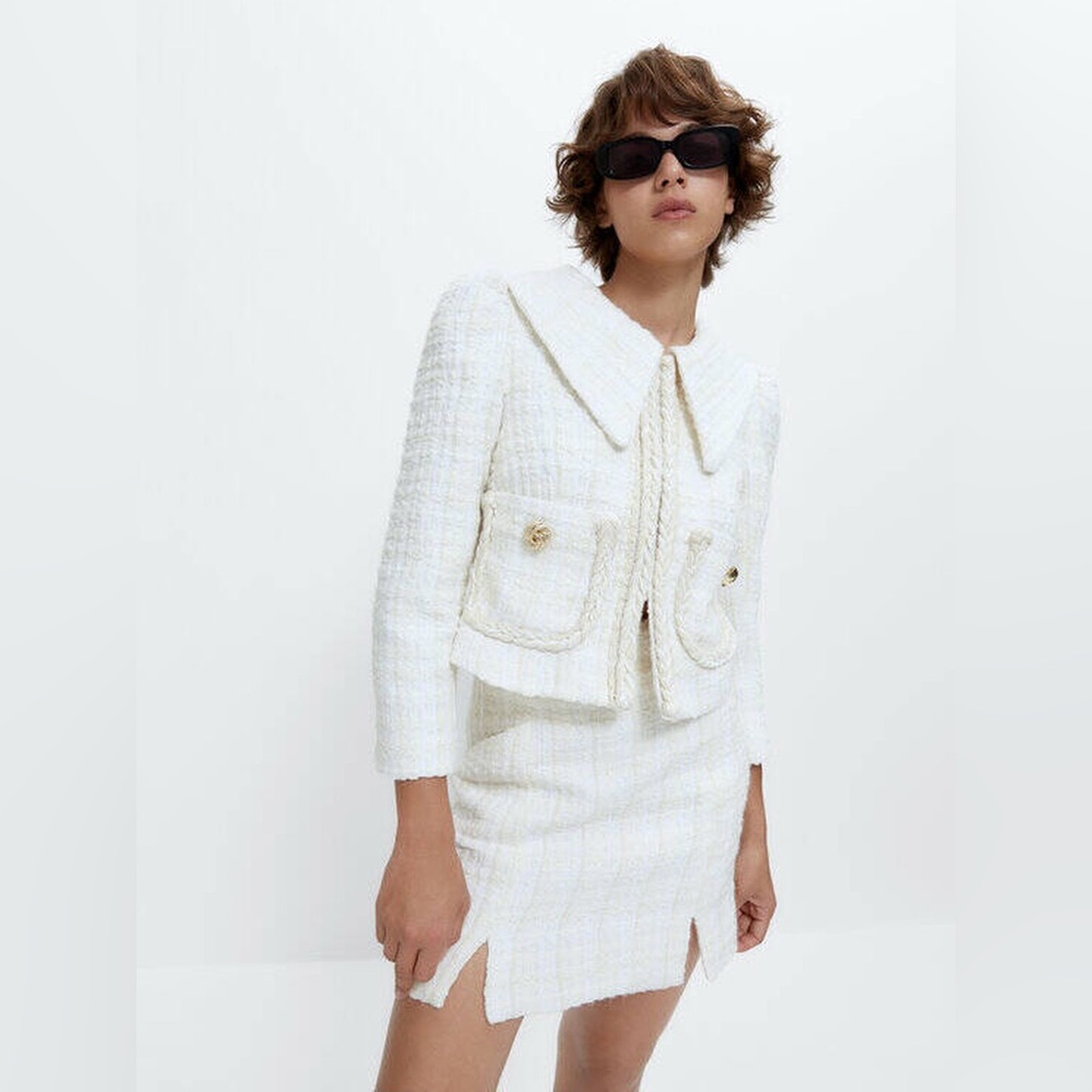 White Tweed Jacket by Uterque